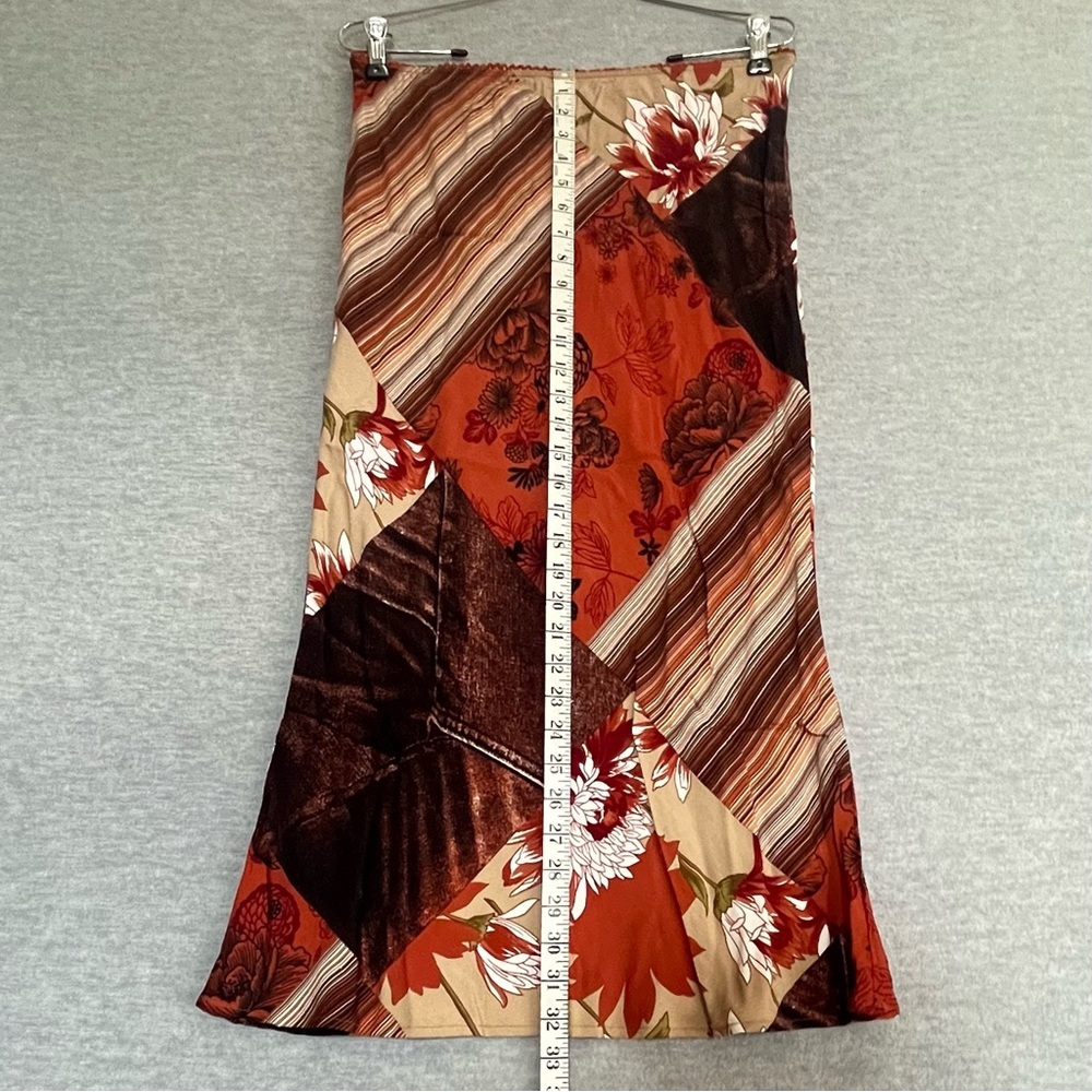 XOXO Jeans Y2K Vintage 90s Midi Skirt Womens Medium Floral Stripe Patchwork Boho - Picture 11 of 13